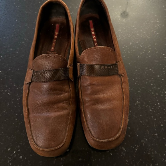Prada Brown Pebble Leather Loafer/Slip On Men’s size 11 - Picture 1 of 9